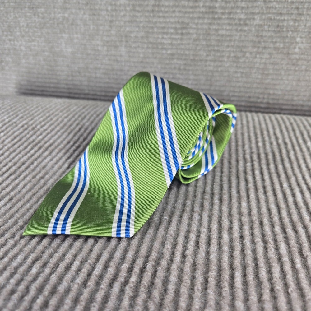 Jos. A. Bank Mens Green Blue White Striped Silk Executive Collection Necktie